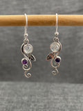 Moonstone And Amethyst Tendril Earrings
