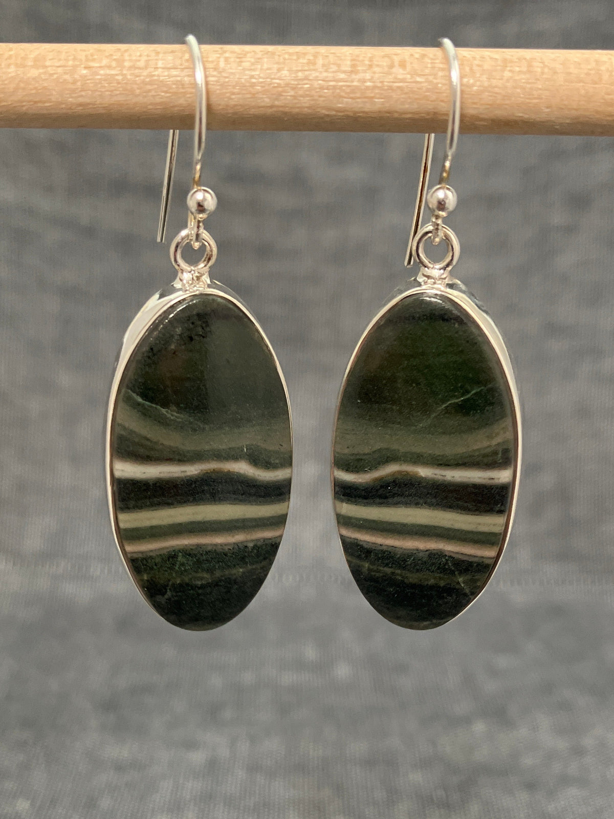 Striped Jasper Long Oval Earrings