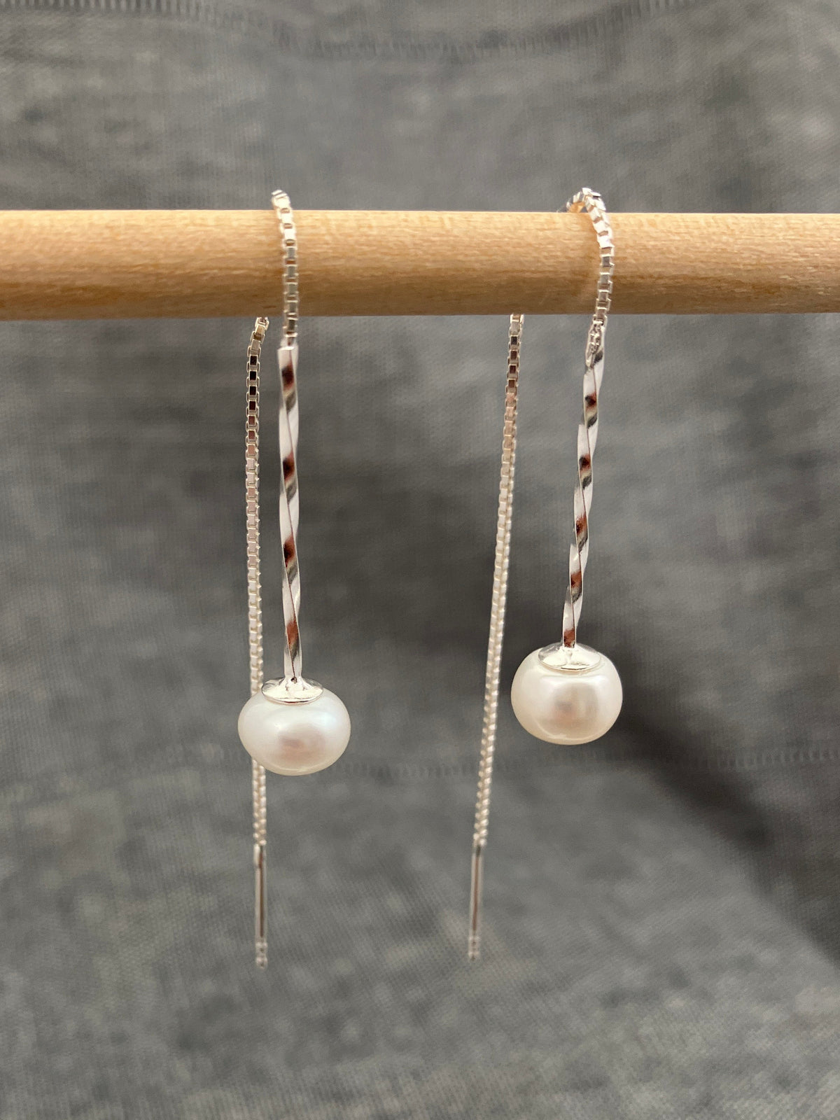 Pearl Drop Threader Earrings