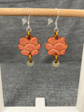 Wood Rust Flower Earrings