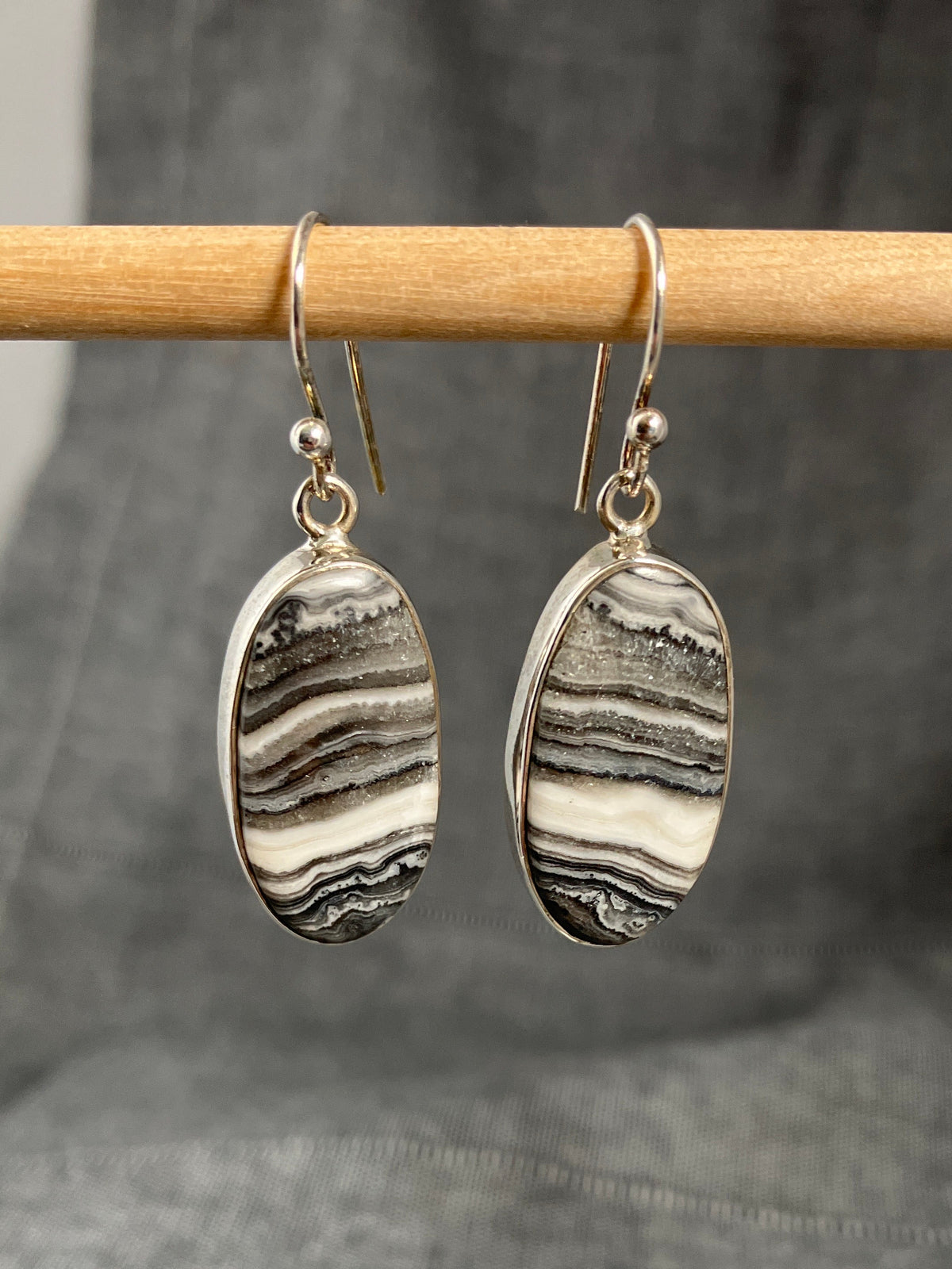 Zebra Jasper Oval Earrings