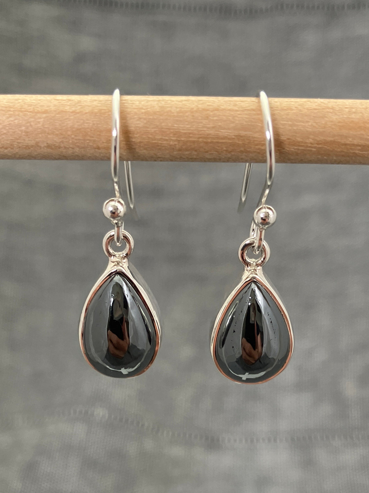 Haematite Medium Pear Earrings