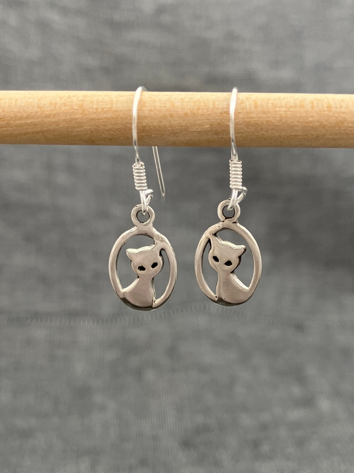 Cat In Oval Window Earrings