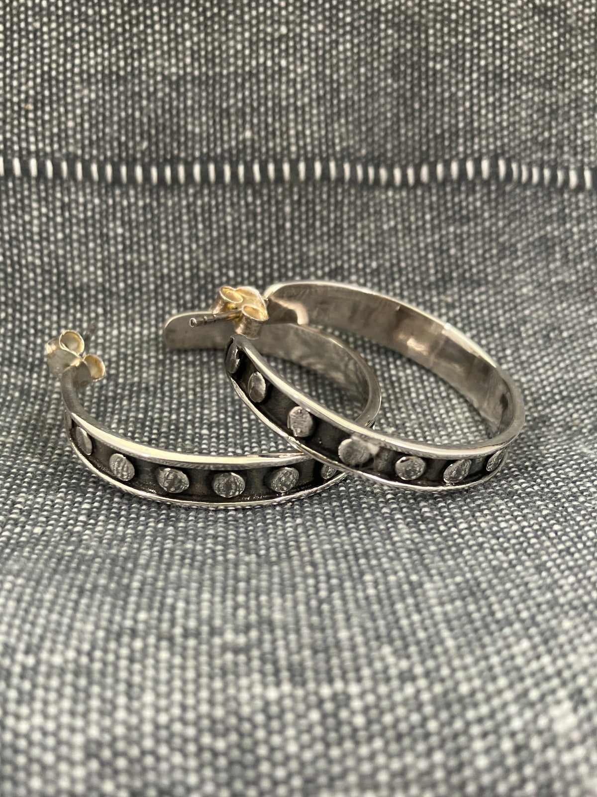 Oxidised Button Hoops