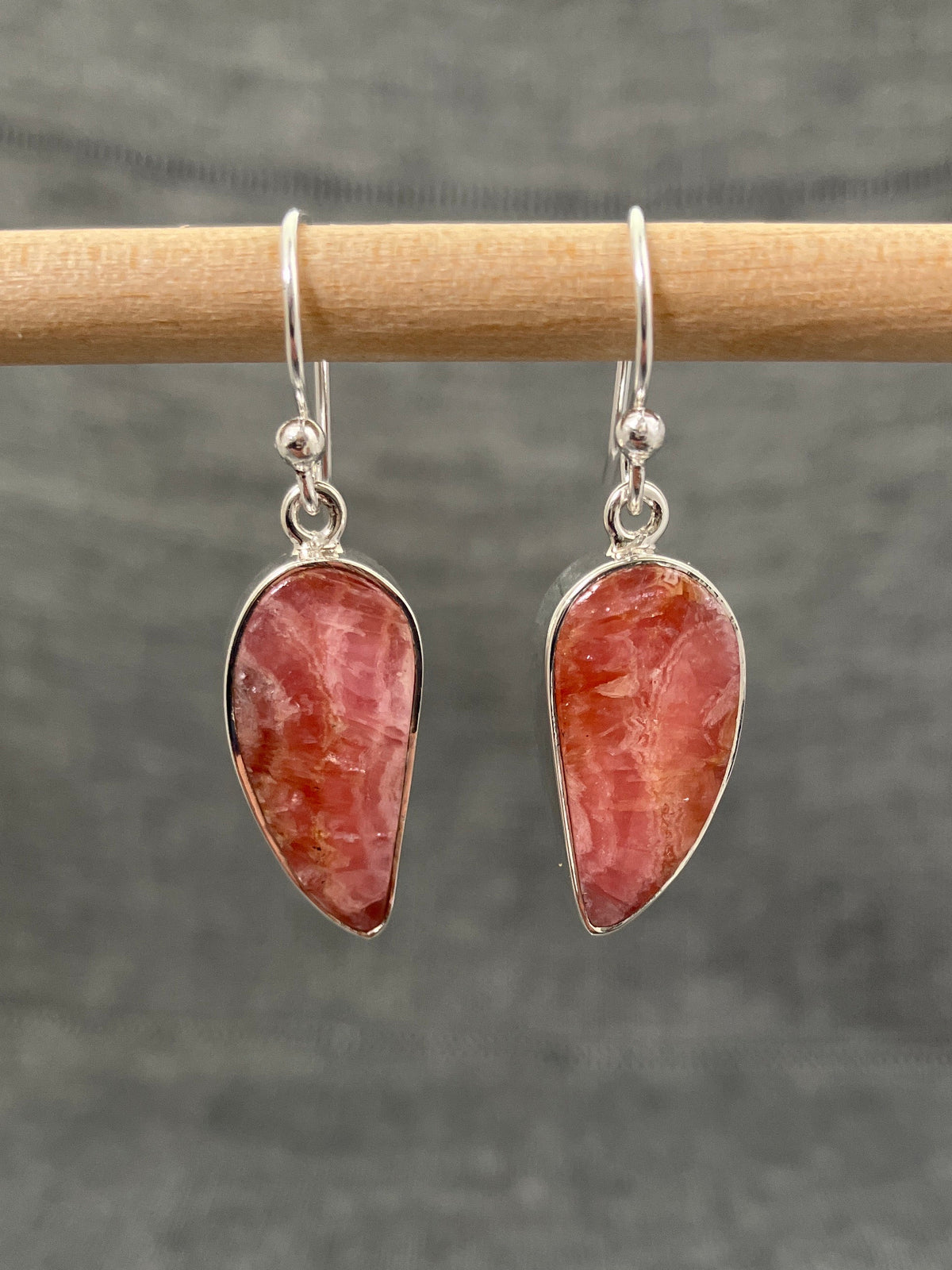 Rhodochrosite Leaf Earrings