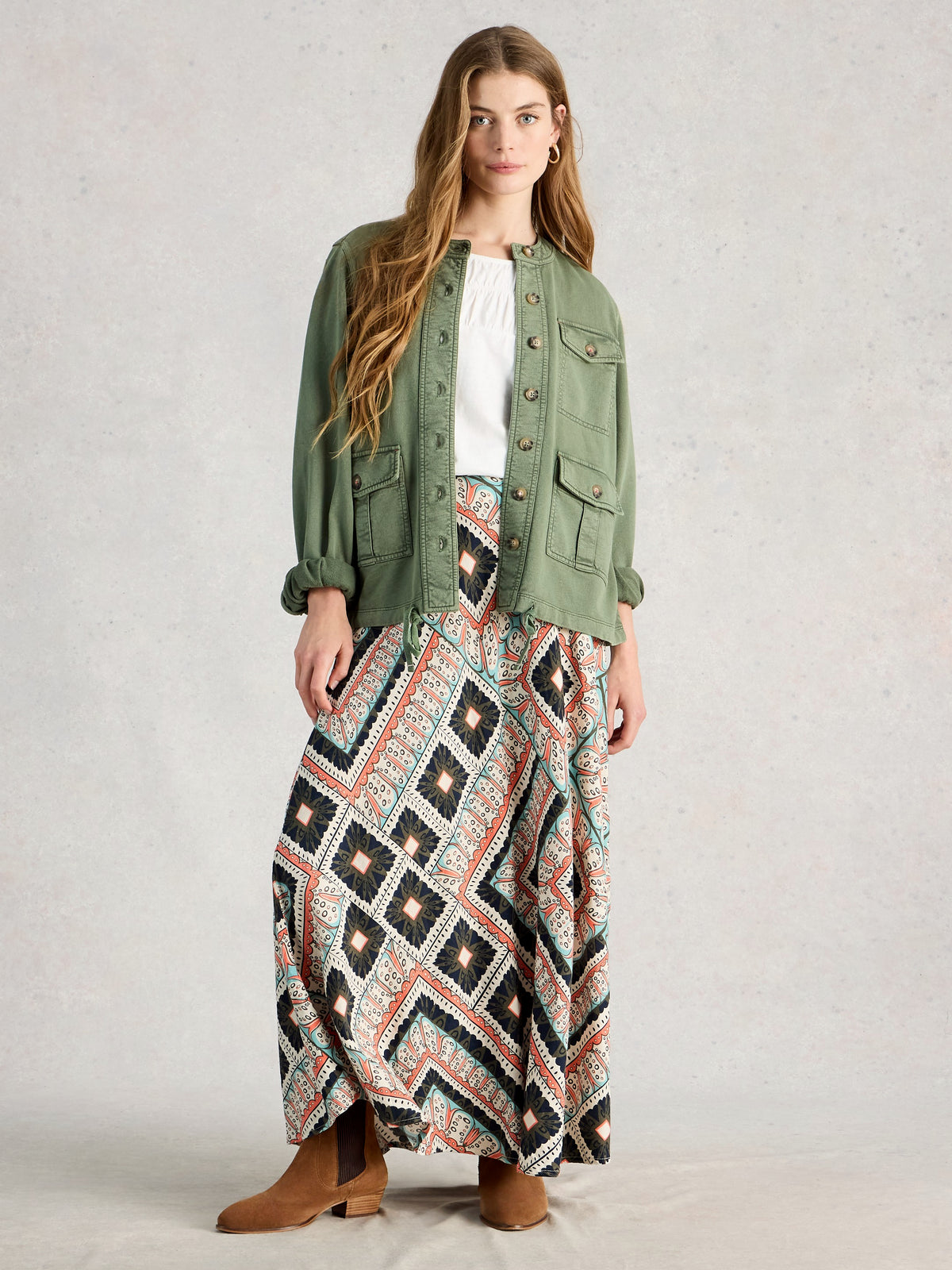 Hope Linen Maxi Skirt Orange