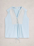 Peony Sleeveless Shirt Blue