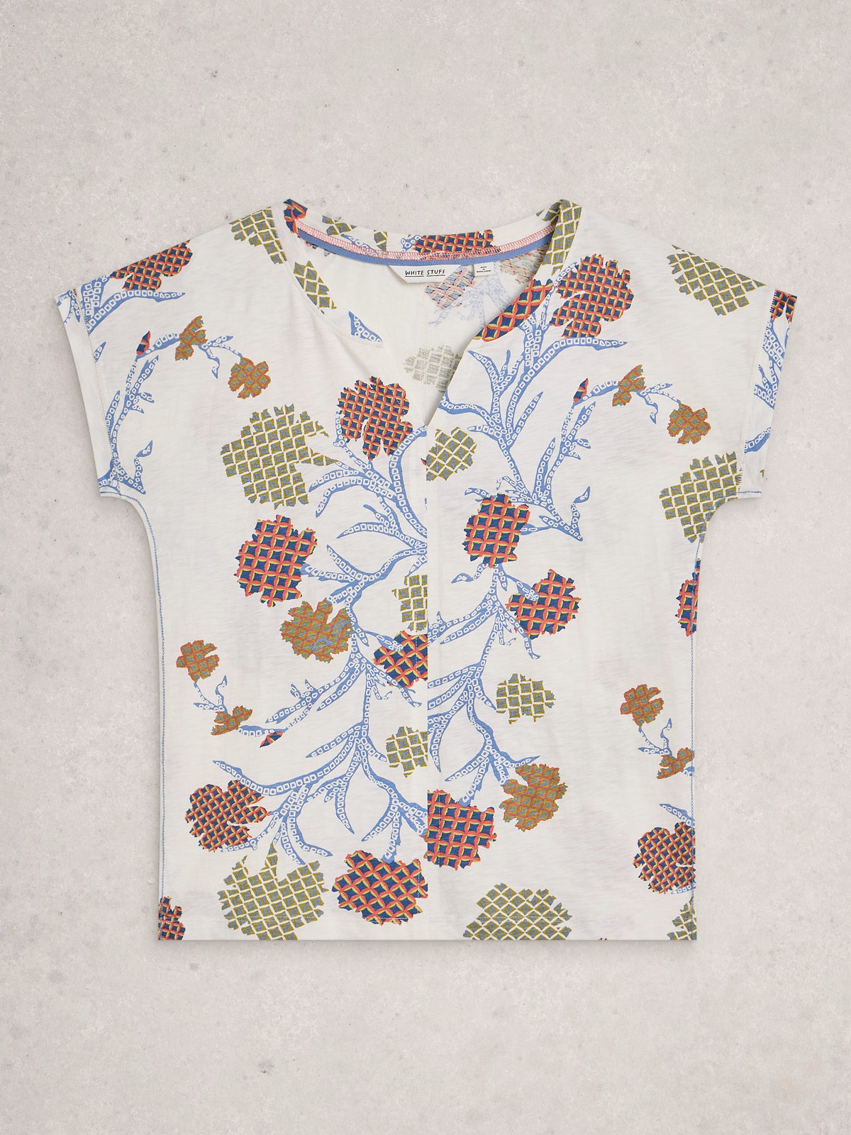 Nelly Notch Neck Tee Ivory Pr