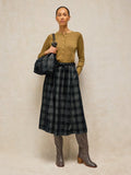 Annika Cord Check Midi Skirt Black