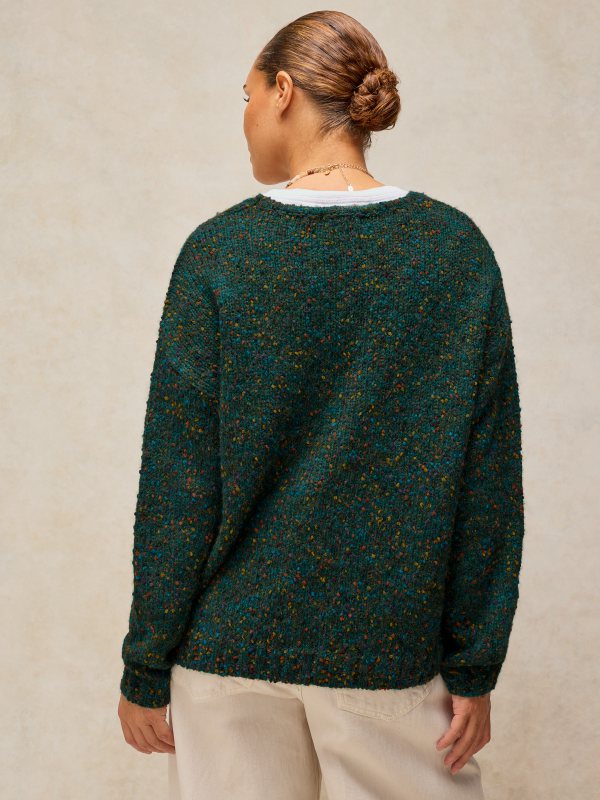 Texture V-neck Jumper Green