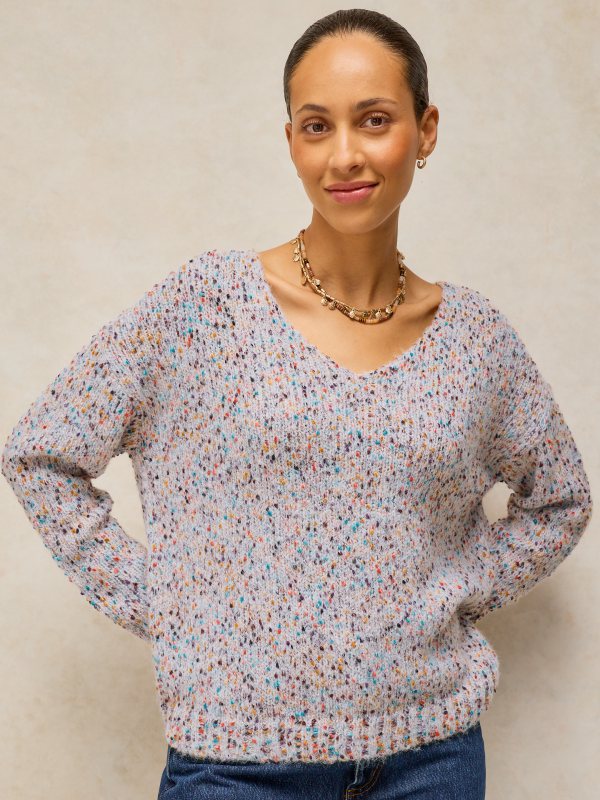 Texture V-neck Jumper Natural