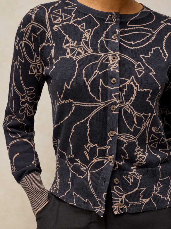Lois Print Cardi Navy Print