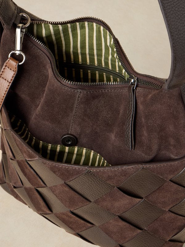 Sophia Weave Crossbody Bag Brown