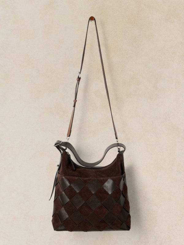 Sophia Weave Crossbody Bag Brown