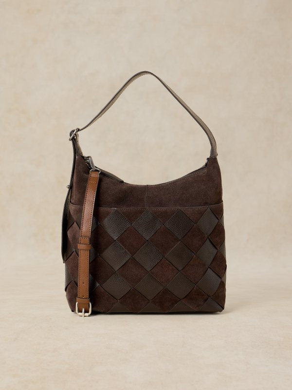 Sophia Weave Crossbody Bag Brown