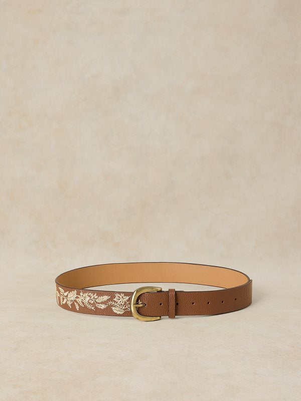 Embroidered Belt Mid Tan
