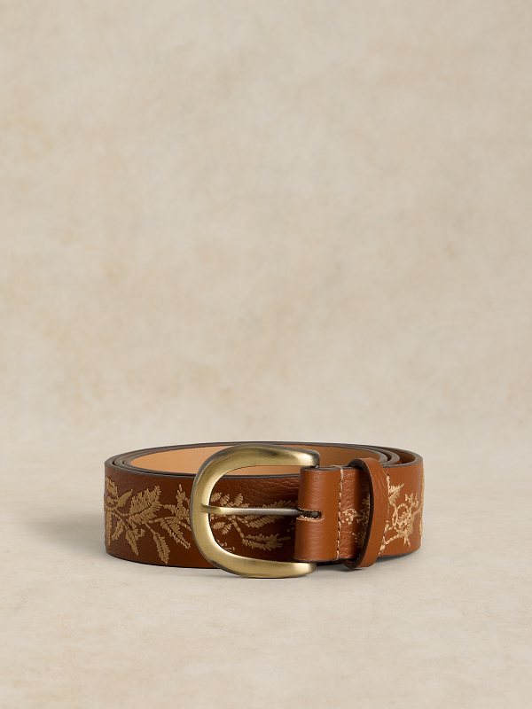Embroidered Belt Mid Tan