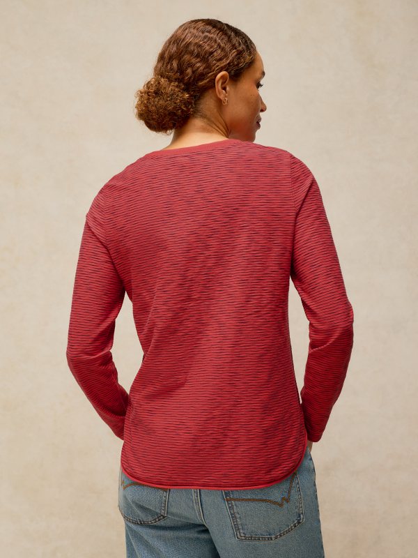 Clara Ls Texture Tee Pink Multi