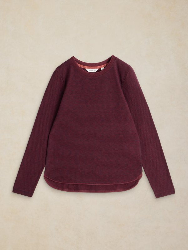 Clara Ls Texture Tee Plum Multi