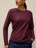 Clara Ls Texture Tee Plum Multi