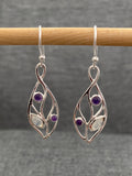 Moonstone And Amethyst Leaf Earrings
