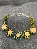 Shimmer Blue Green Daisy Bracelet