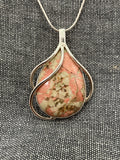 Cherry Blossom Agate Wafted Pear Pendant