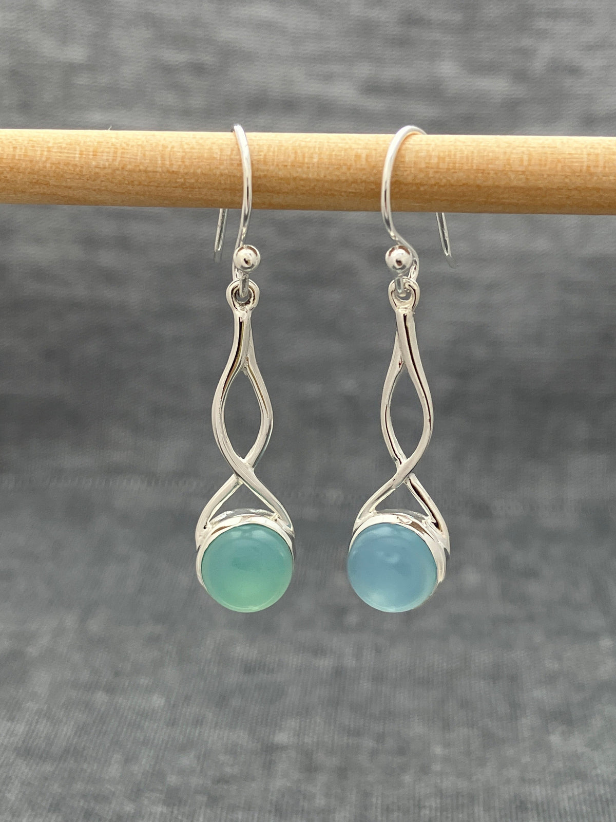Chalcedony Long Twist Earrings