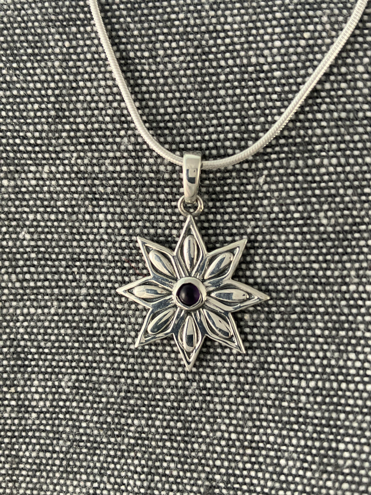 Amethyst Pointy Flower Pendant