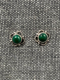Malachite Frilly Round Stone Studs