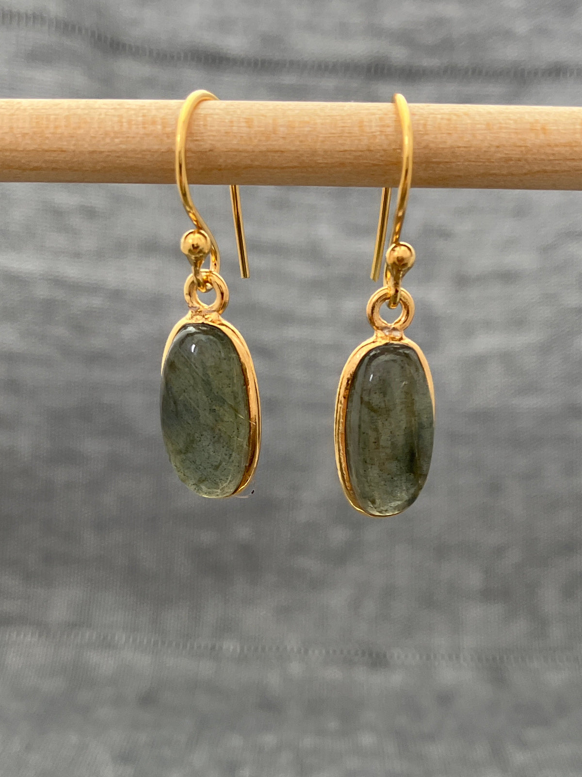 Labradorite Gold Plated Oval Earring