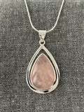 Rose Quartz Framed Pear Pendant