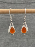 Carnelian Offset Teardrop Earrings