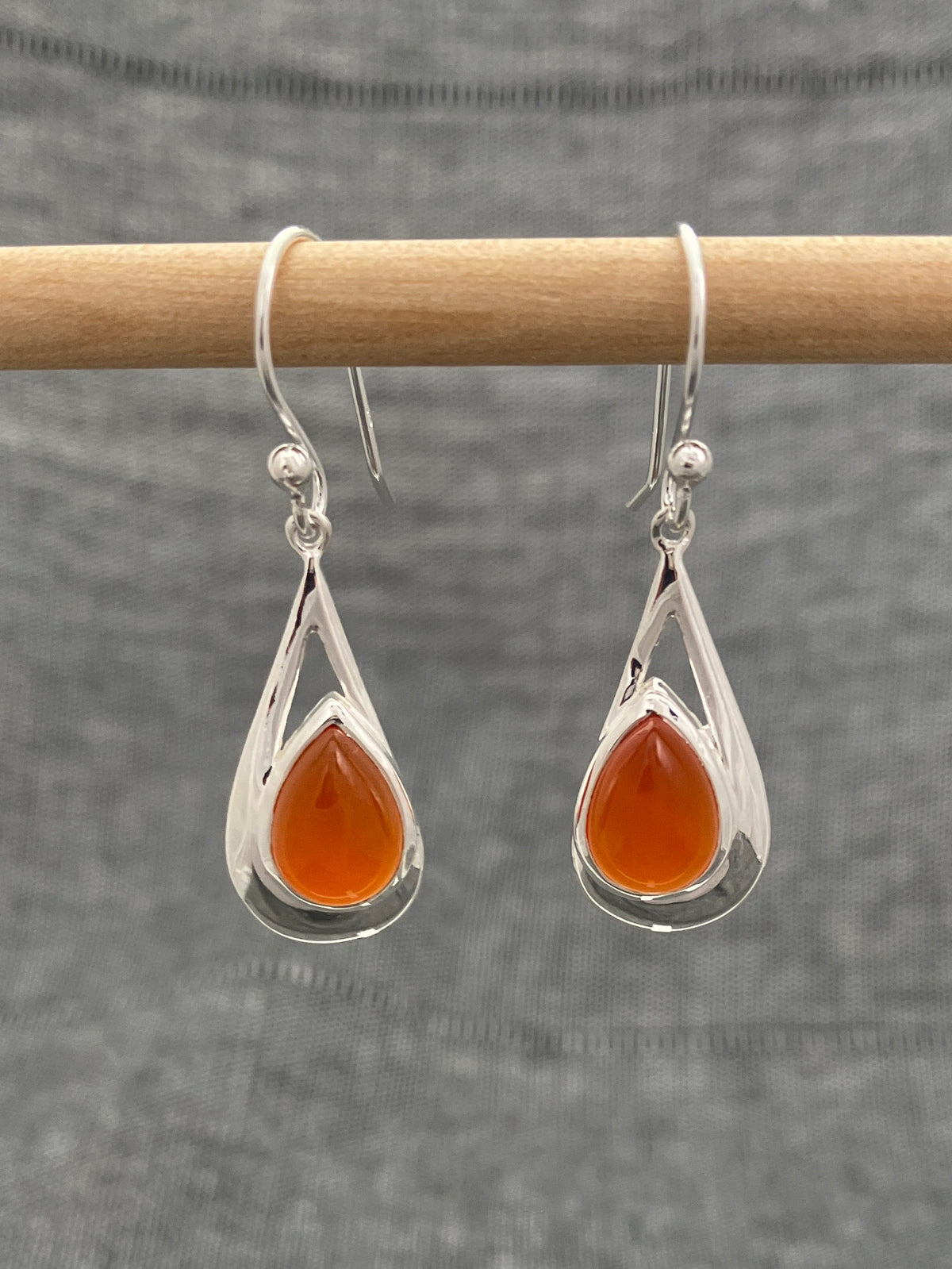 Carnelian Offset Teardrop Earrings