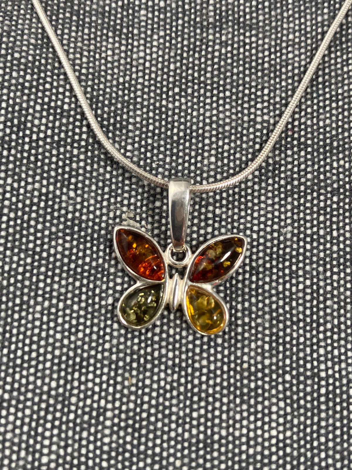 Multi Amber Butterfly Pendant