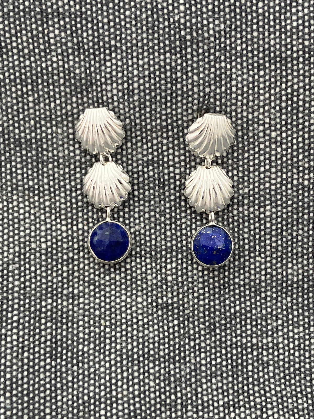 Lapis Double Shell Earrings