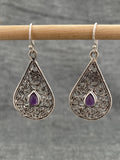 Amethyst Ornate Pear Earrings