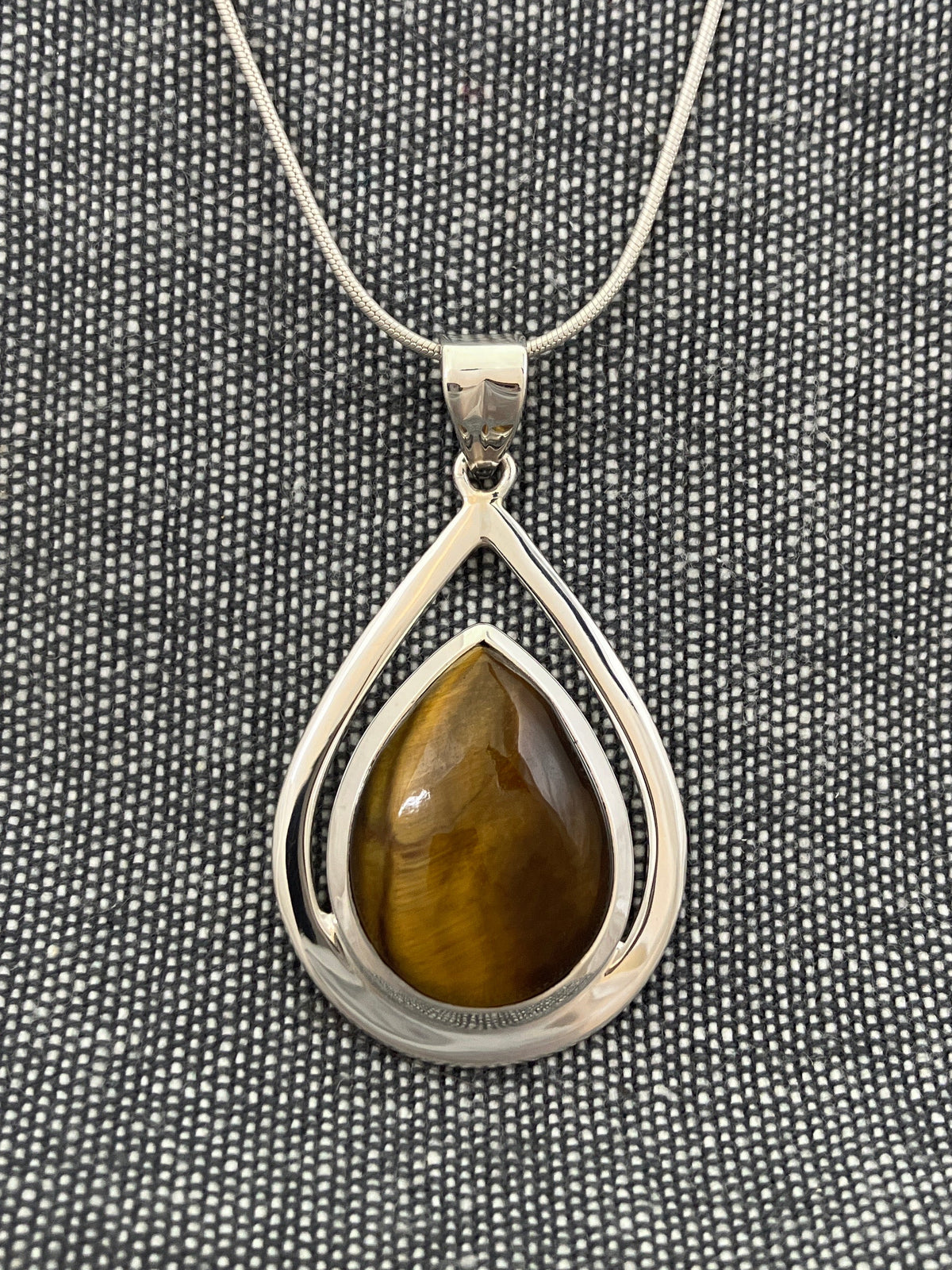 Tigers Eye Framed Pear Pendant