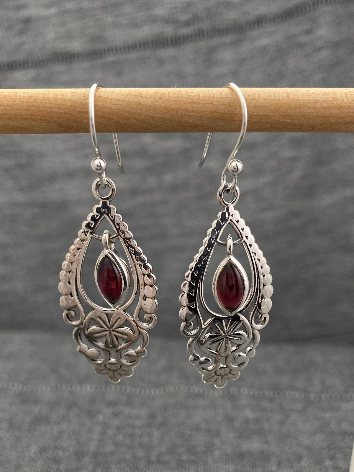 Garnet Filigree Earrings