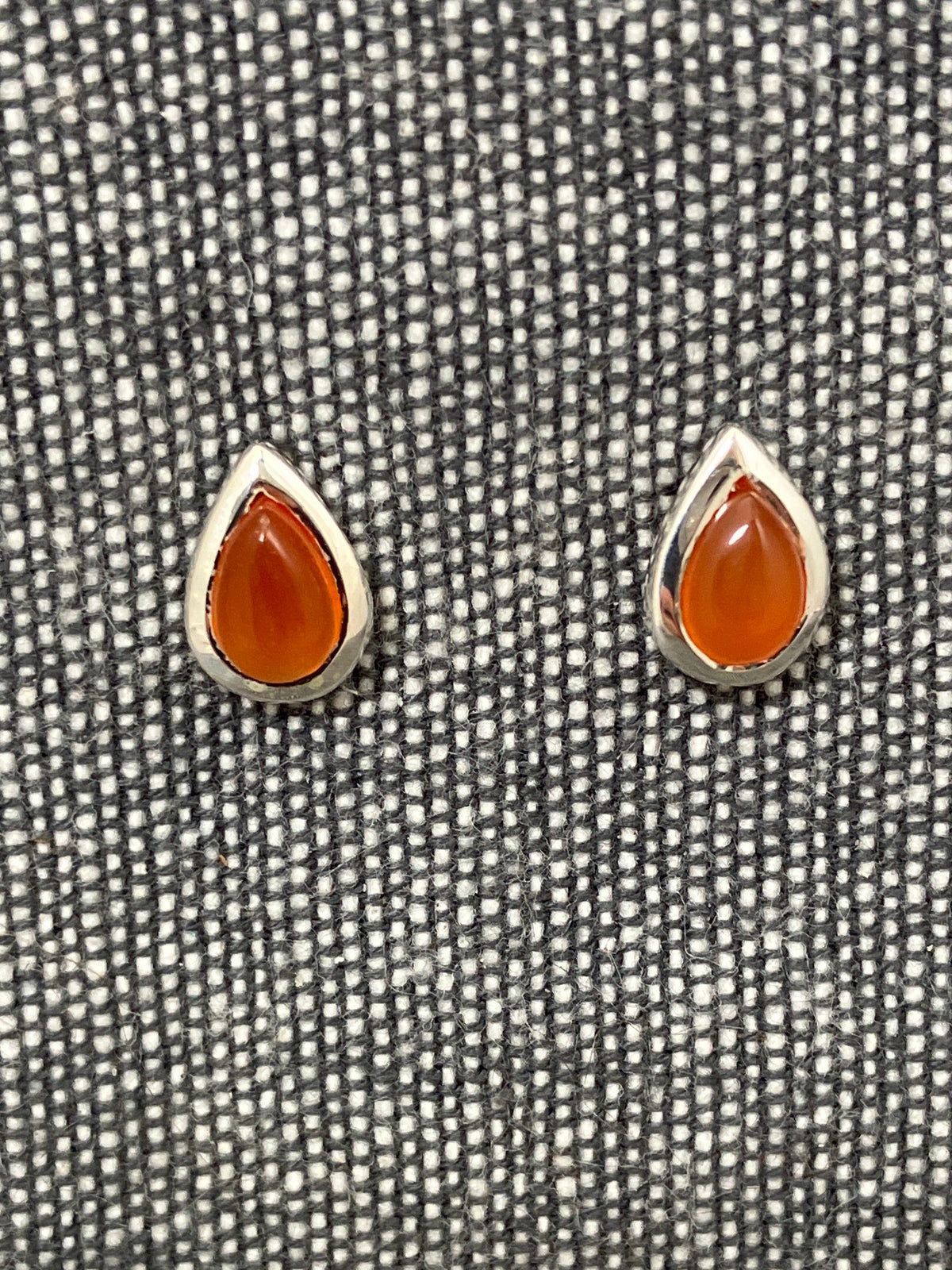 Carnelian Framed Pear Studs