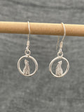 Cat In Circle Earrings