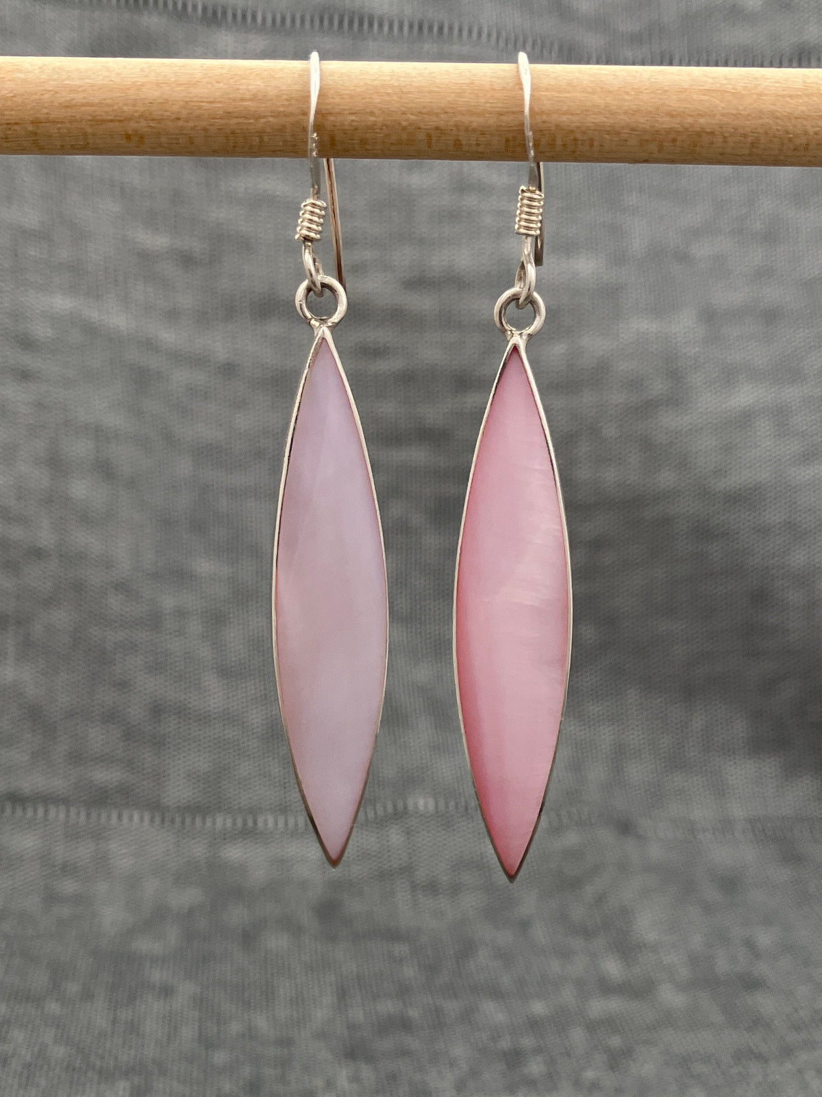 Pink Shell Long Marquise Earrings