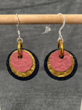 Pineapple Navy Gold Pink Discs Earrings