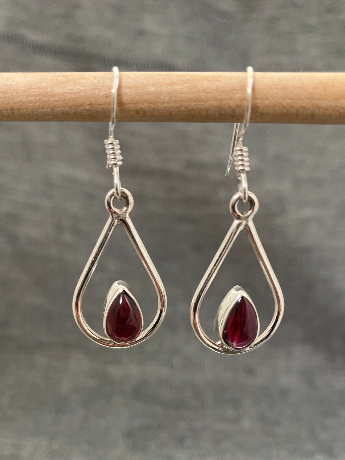 Garnet In A Pear Earrings