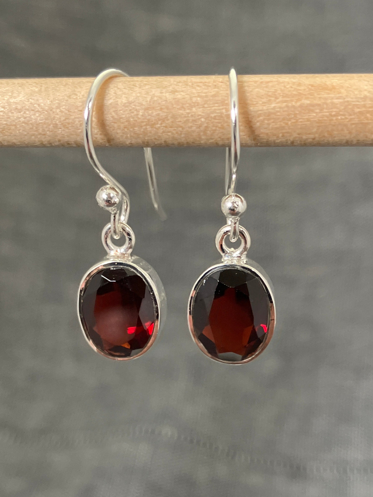 Garnet Cut Oval Earrings