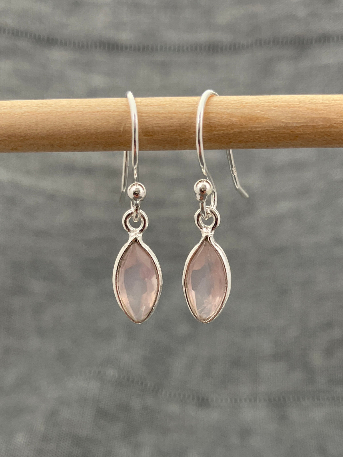 Rose Quartz Cut Marquise Earrings