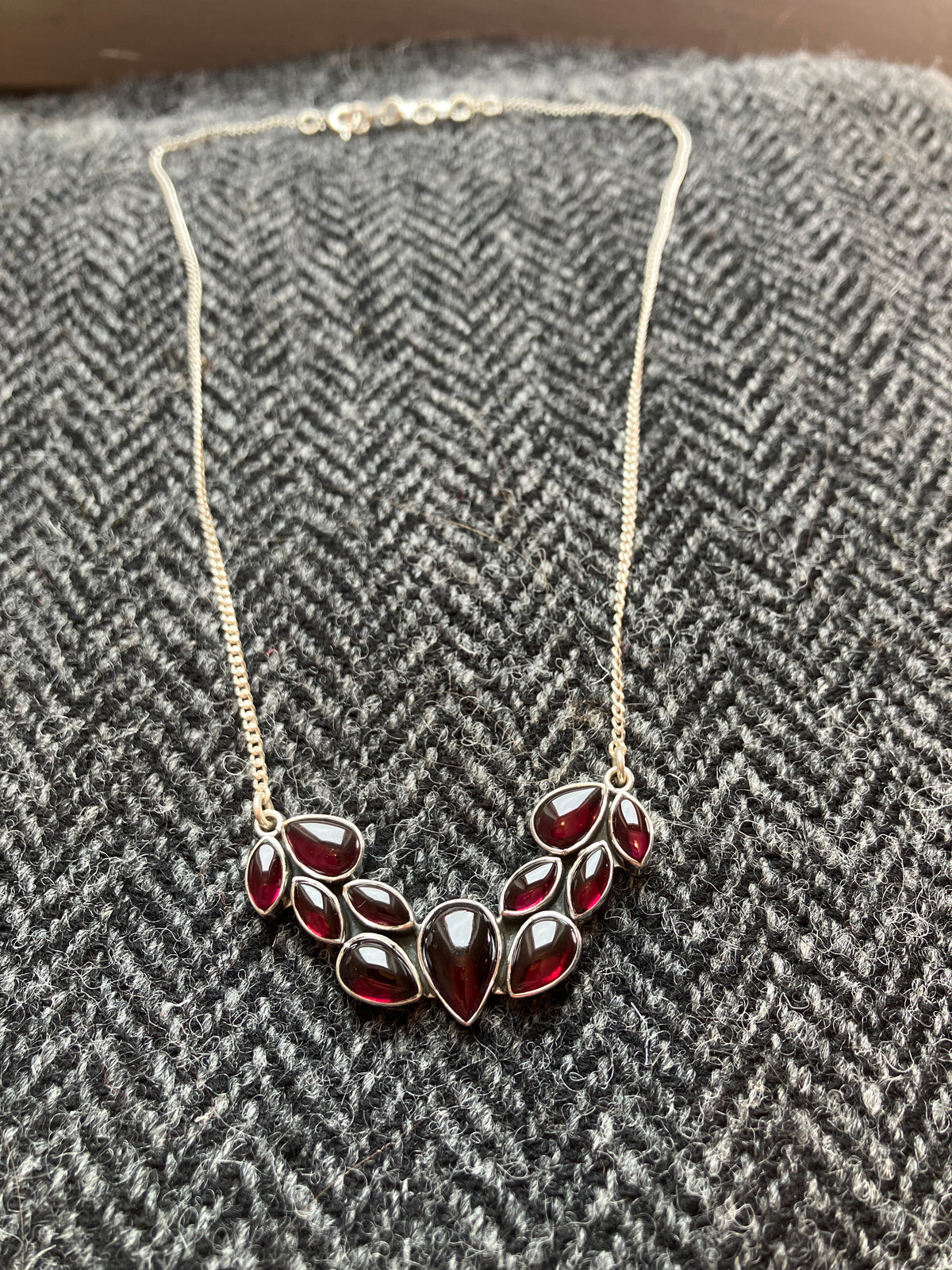 Garnet Pear Cluster Necklace