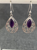 Amethyst Jali Pear Earrings