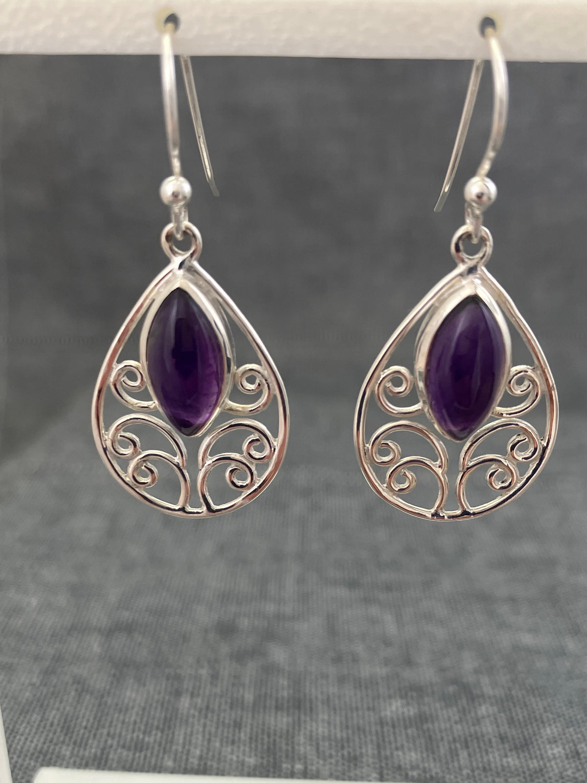 Amethyst Jali Pear Earrings