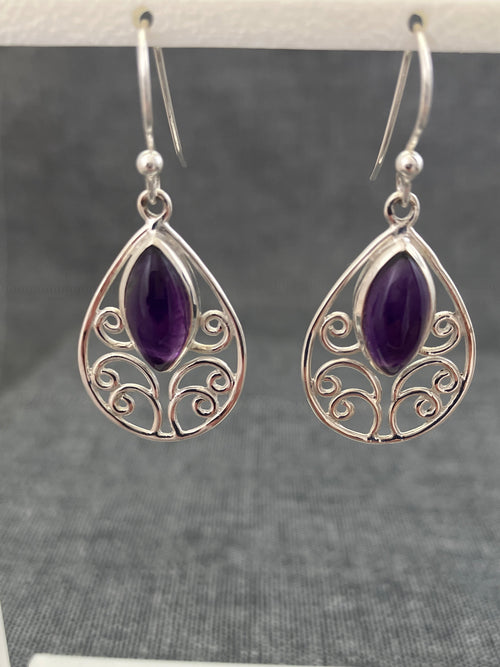Amethyst Jali Pear Earrings